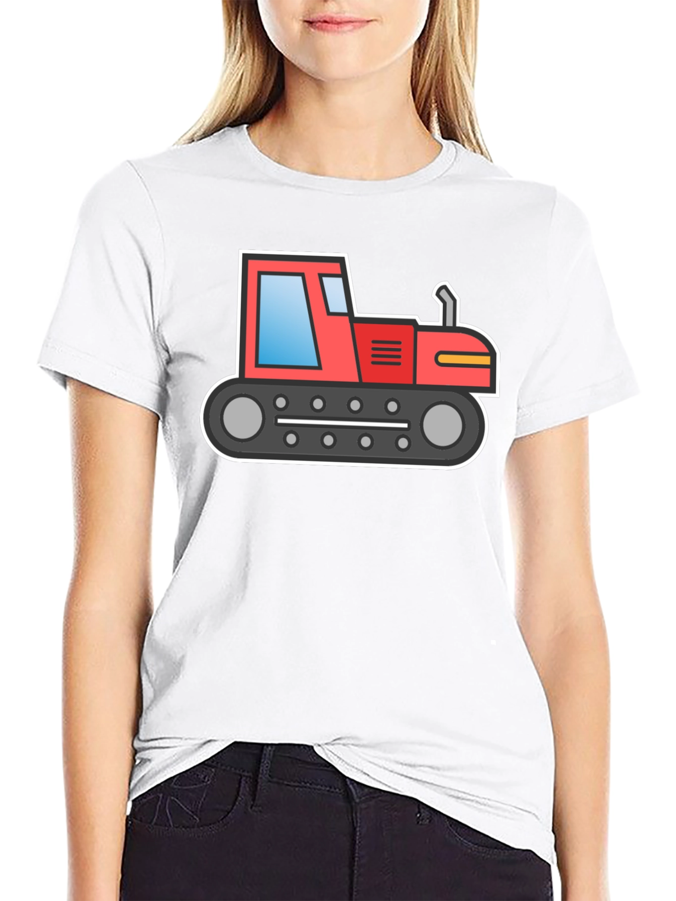 Black Cartoon Tractor Graphic T-Shirt view 9