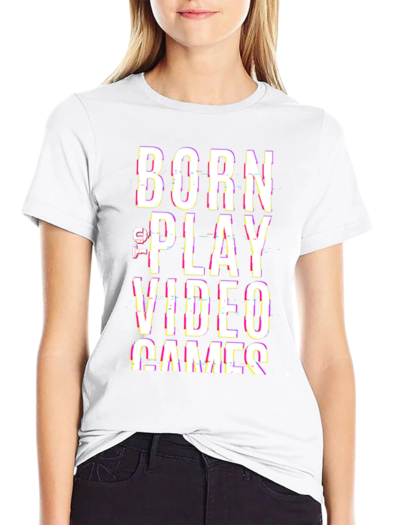 Black Born to Play Video Games Black T-Shirt view 9