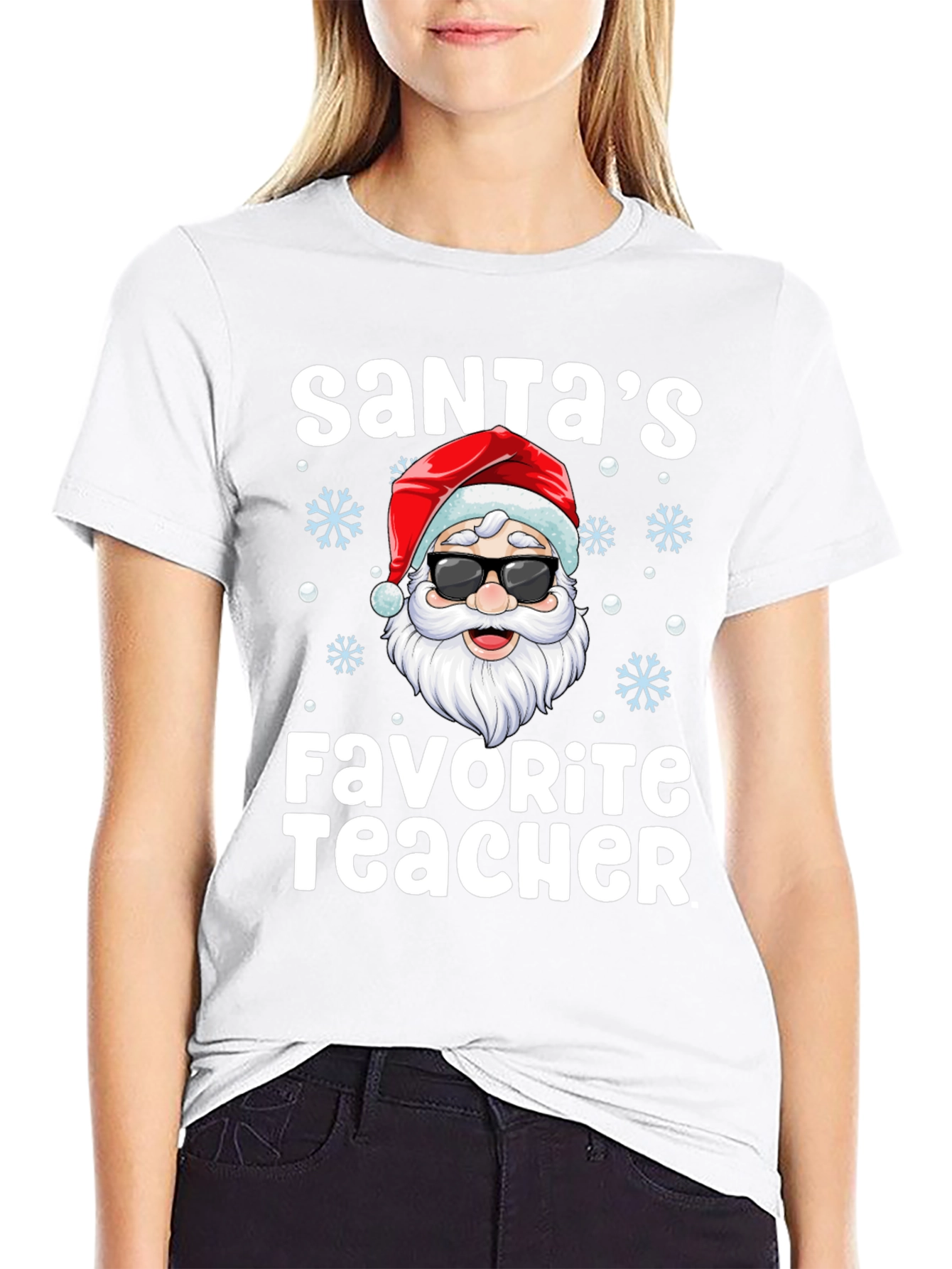 Black Santa's Favorite Teacher T-Shirt Christmas Holiday view 9