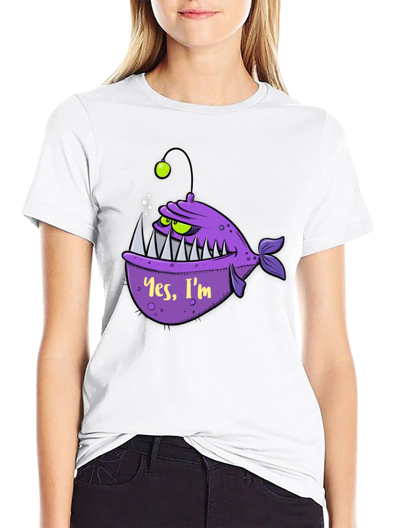 Black Angler Fish Graphic Tee - Yes, I'm Scary! view 9