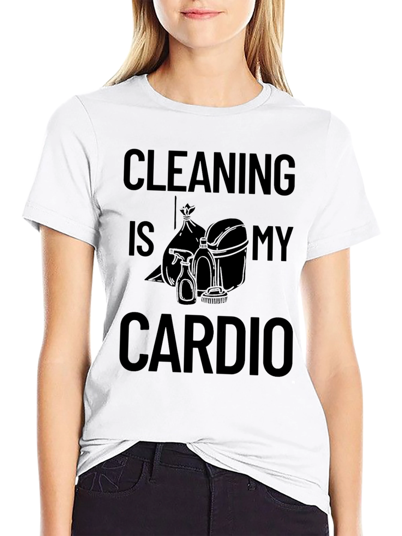 Black Cleaning Is My Cardio T-Shirt view 9