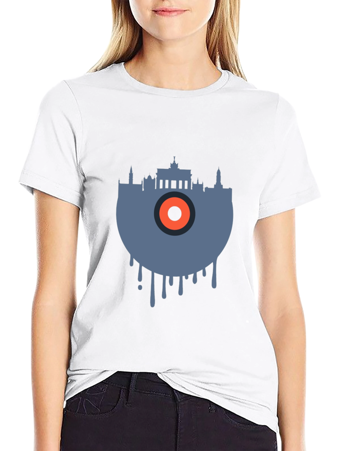 Black Berlin Skyline Vinyl Graphic Tee - Cool Urban Style view 9