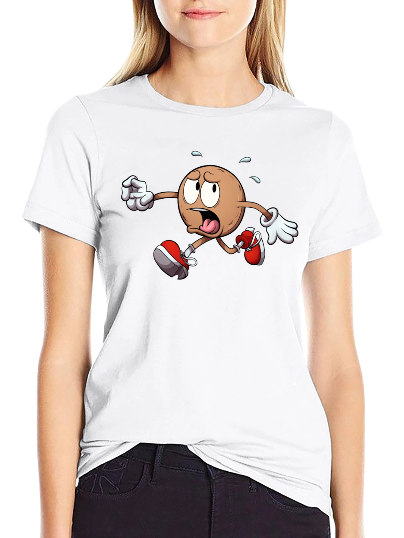 Black Funny Running Cartoon T-Shirt view 9