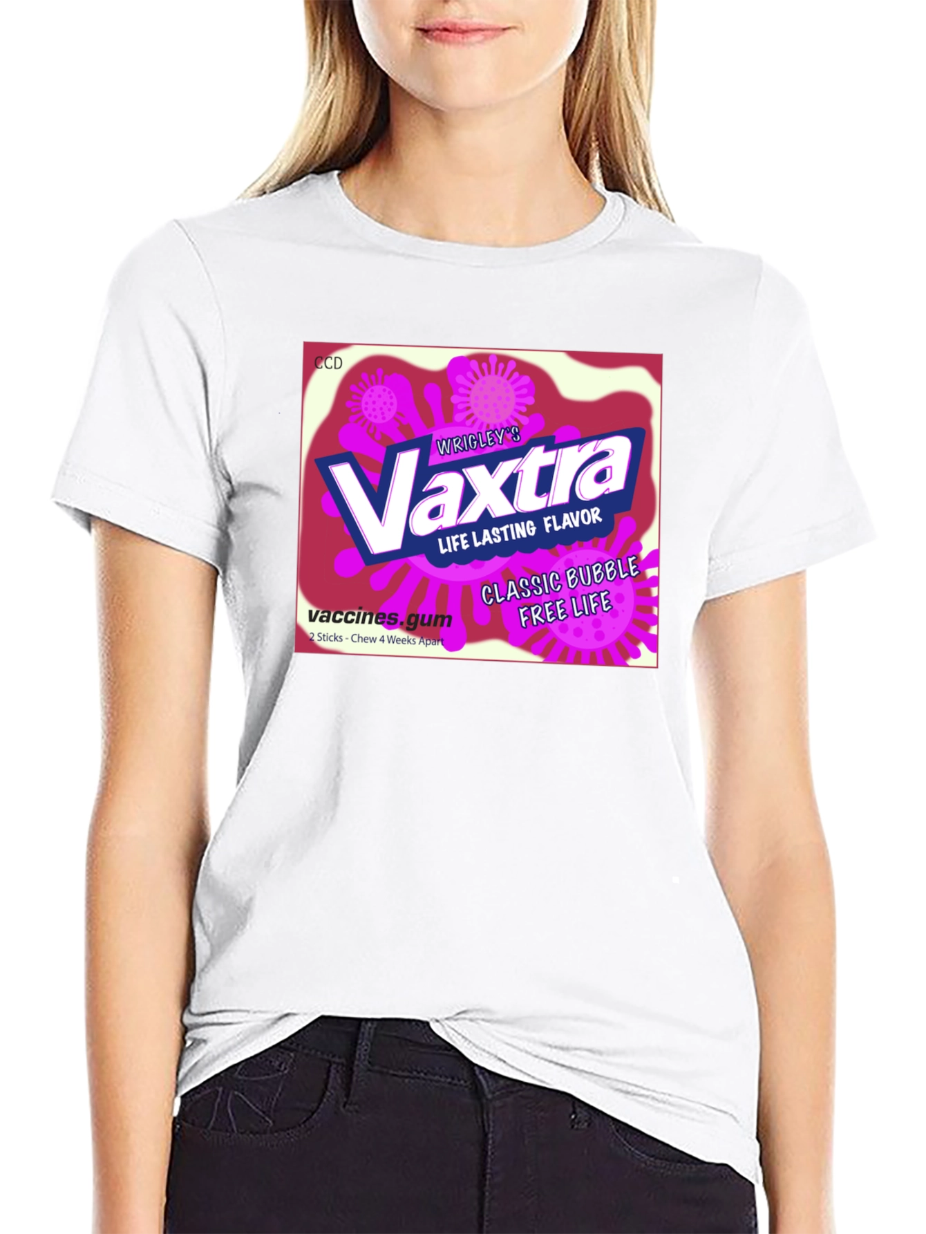 Black Vaxtra Gum T-Shirt - Funny Vaccine Design view 9