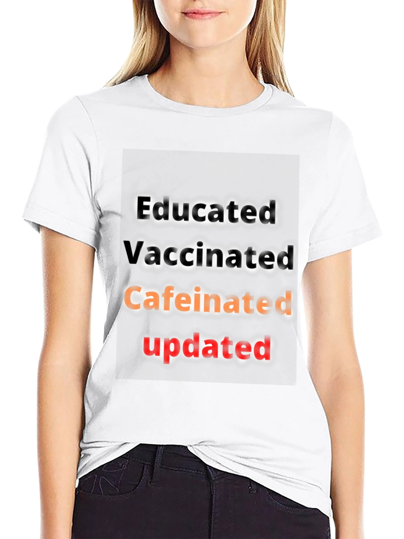 Black Educated Vaccinated Caffeinated Updated T-Shirt view 9
