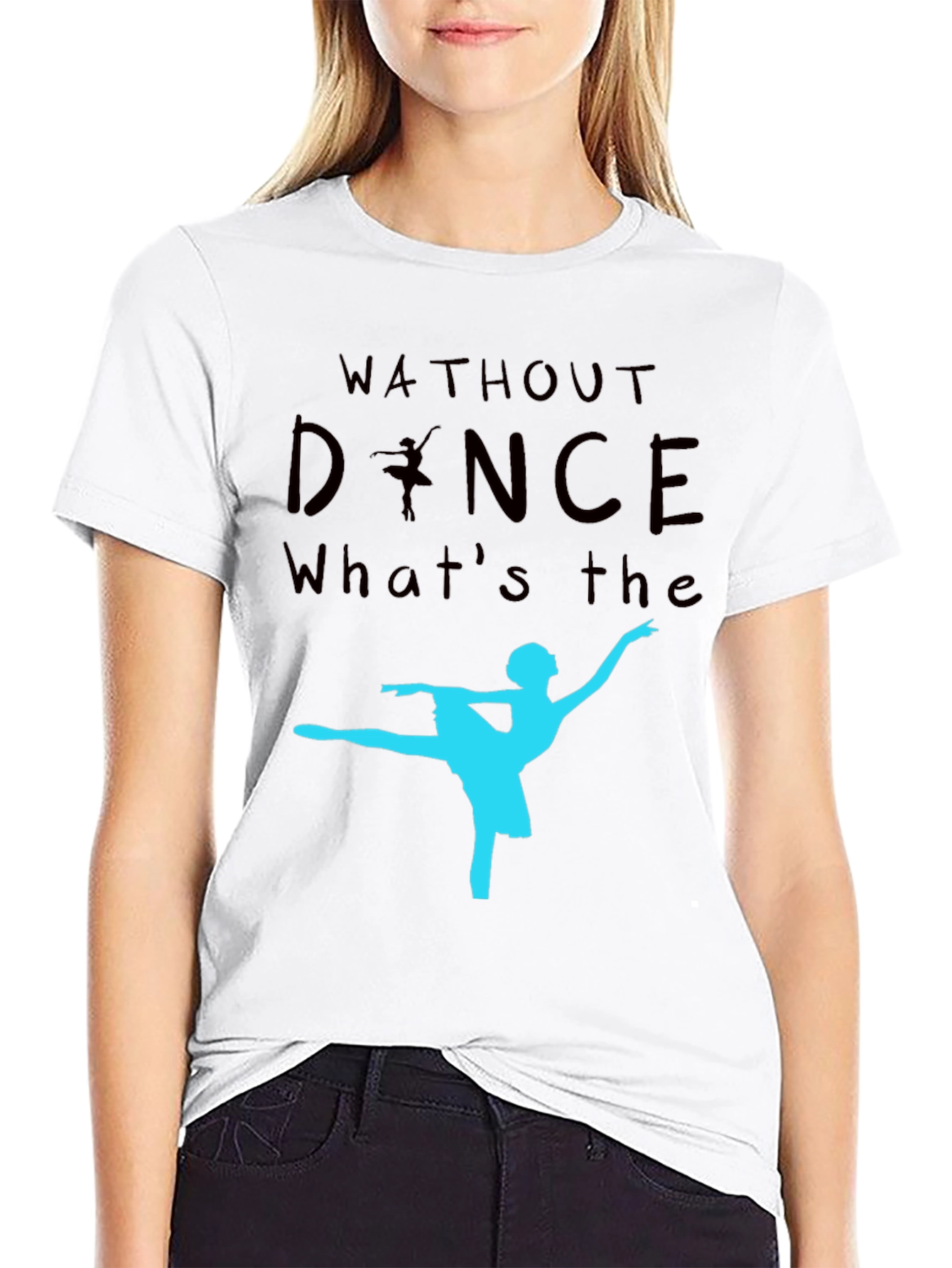 Black Dance Silhouette Black Graphic T-Shirt view 9