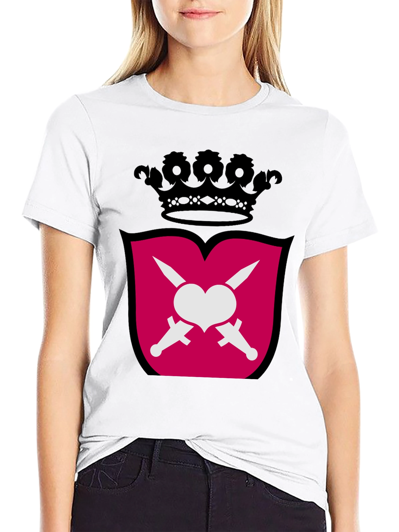 Black Heart & Swords Crest Graphic T-Shirt view 9