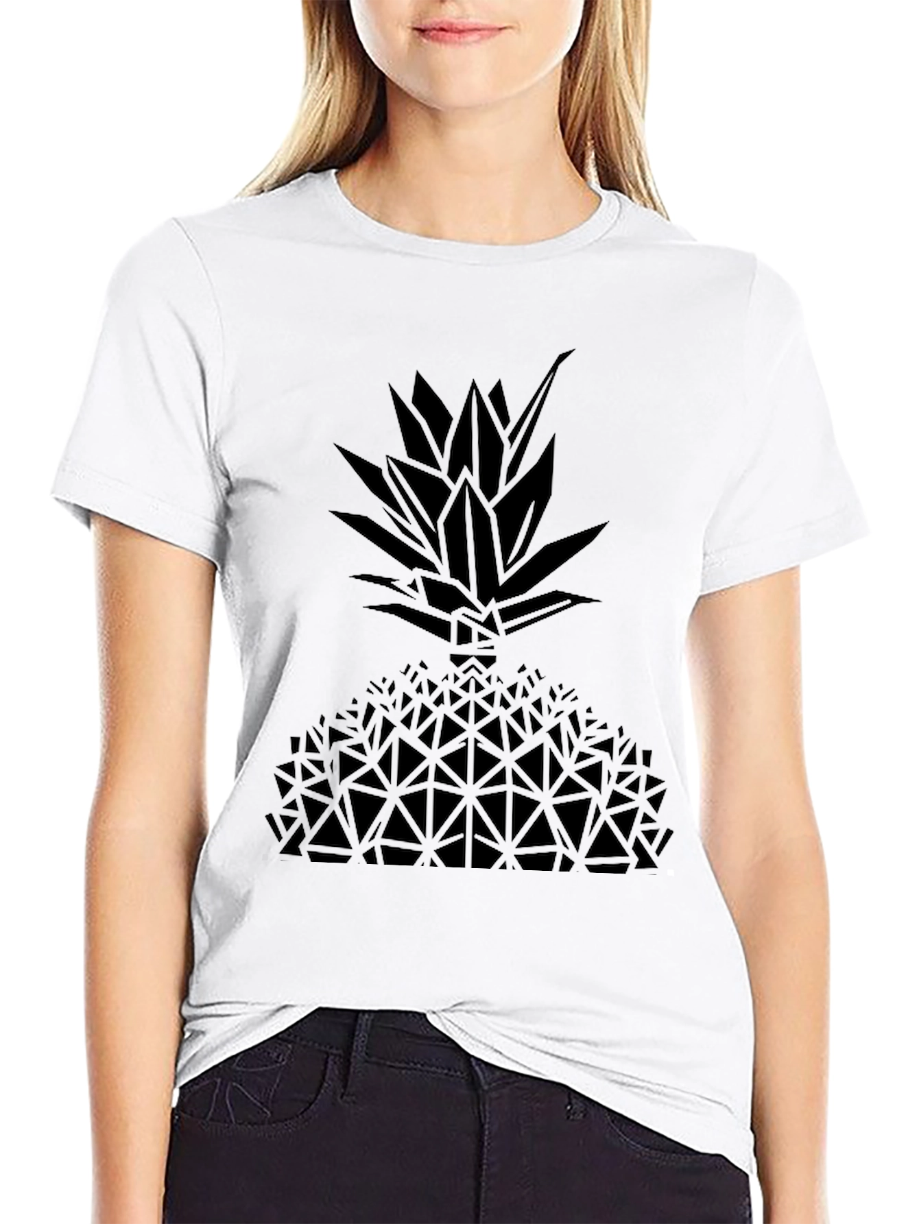 Black Geometric Pineapple Graphic Tee - Black view 9