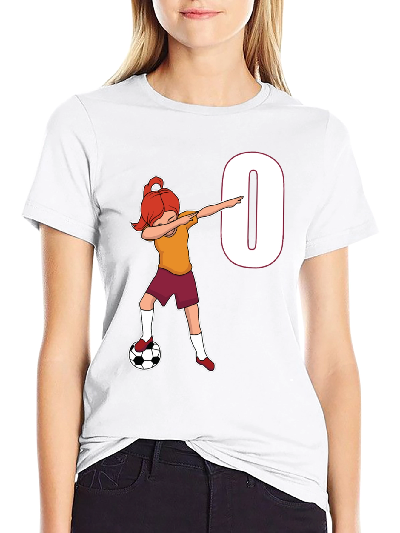Black Dabbing Soccer Girl Black T-Shirt view 9