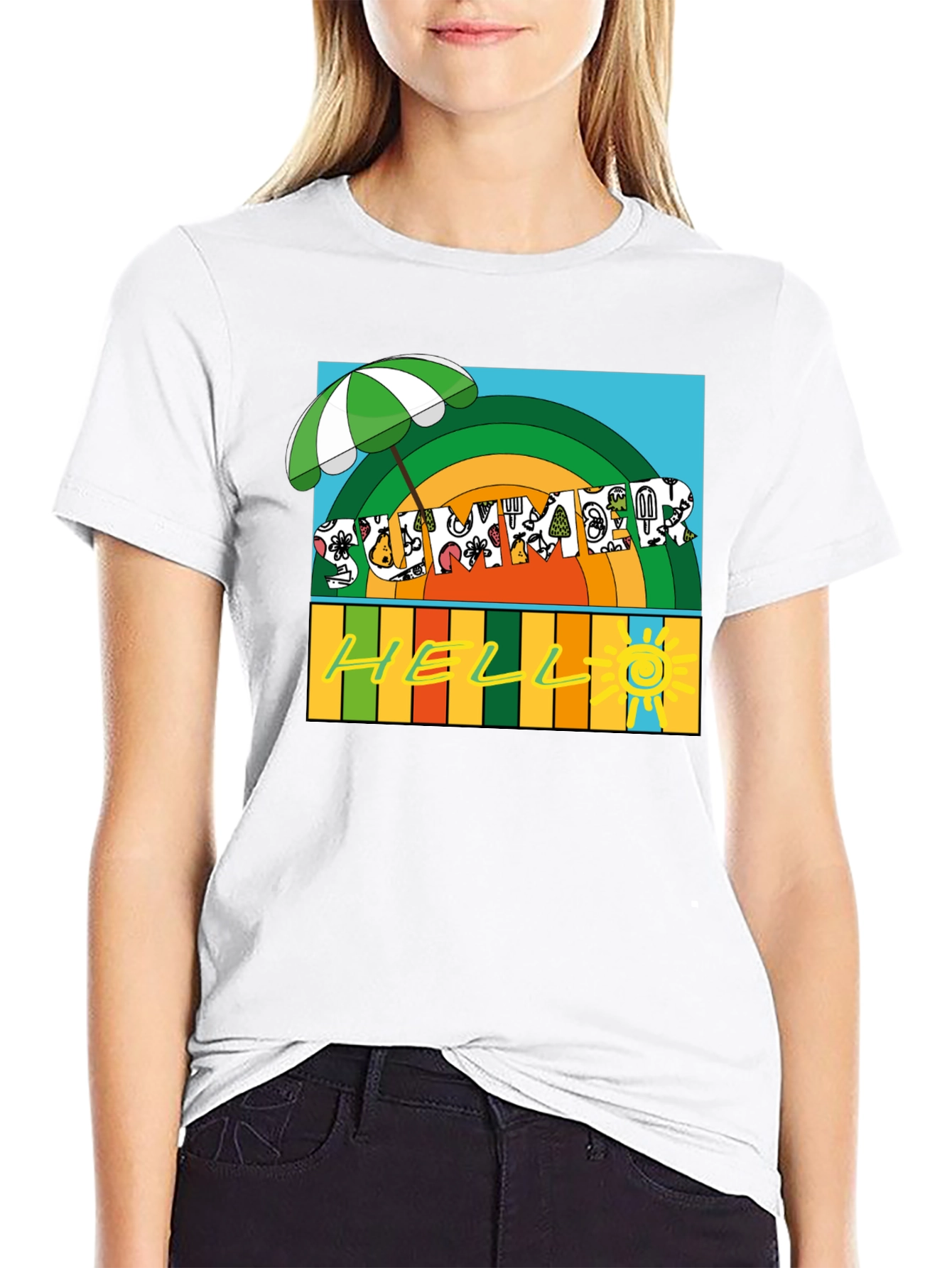Black Summer Hello Graphic Tee view 9