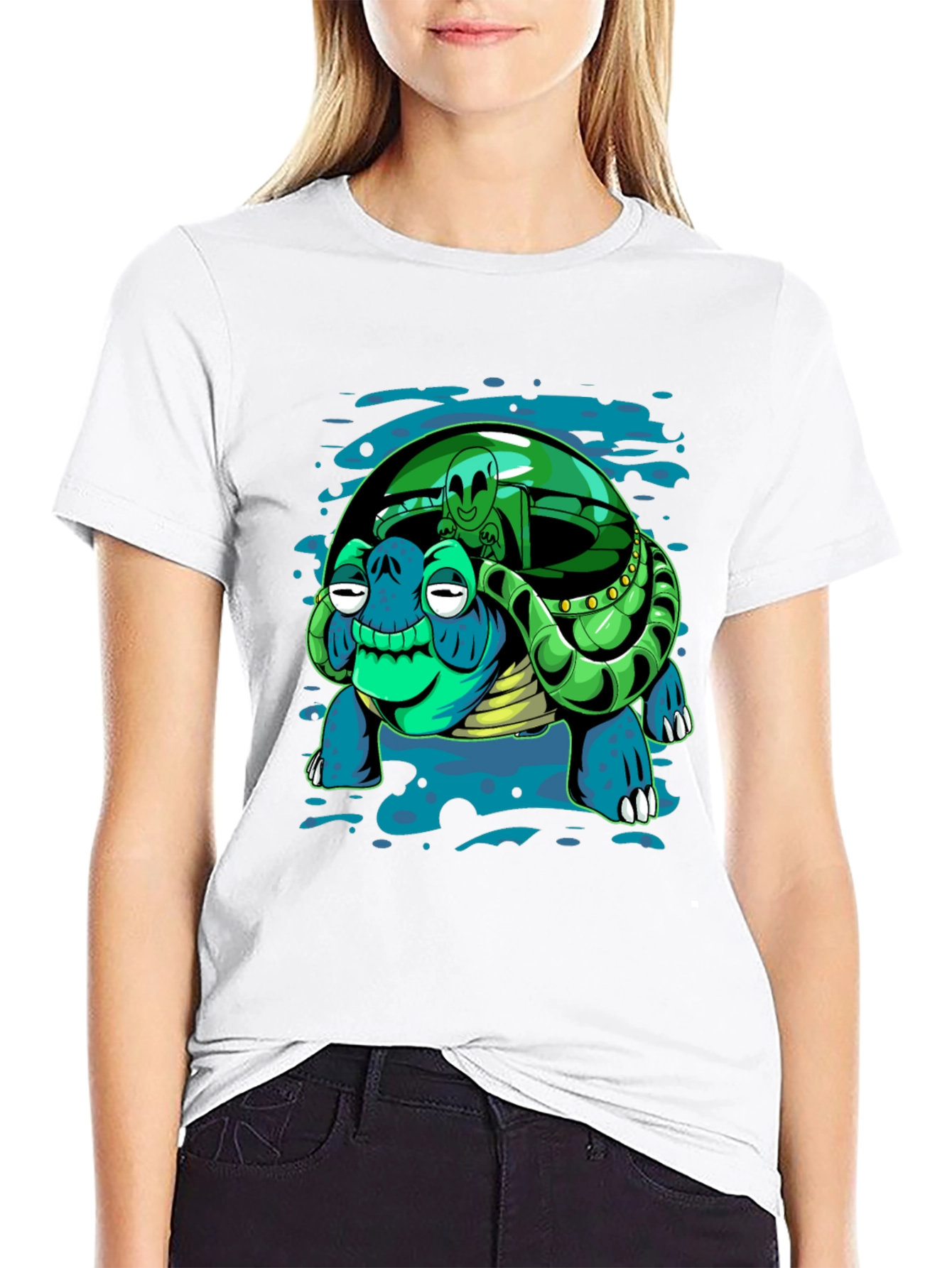 Black Alien Turtle Graphic T-Shirt view 9
