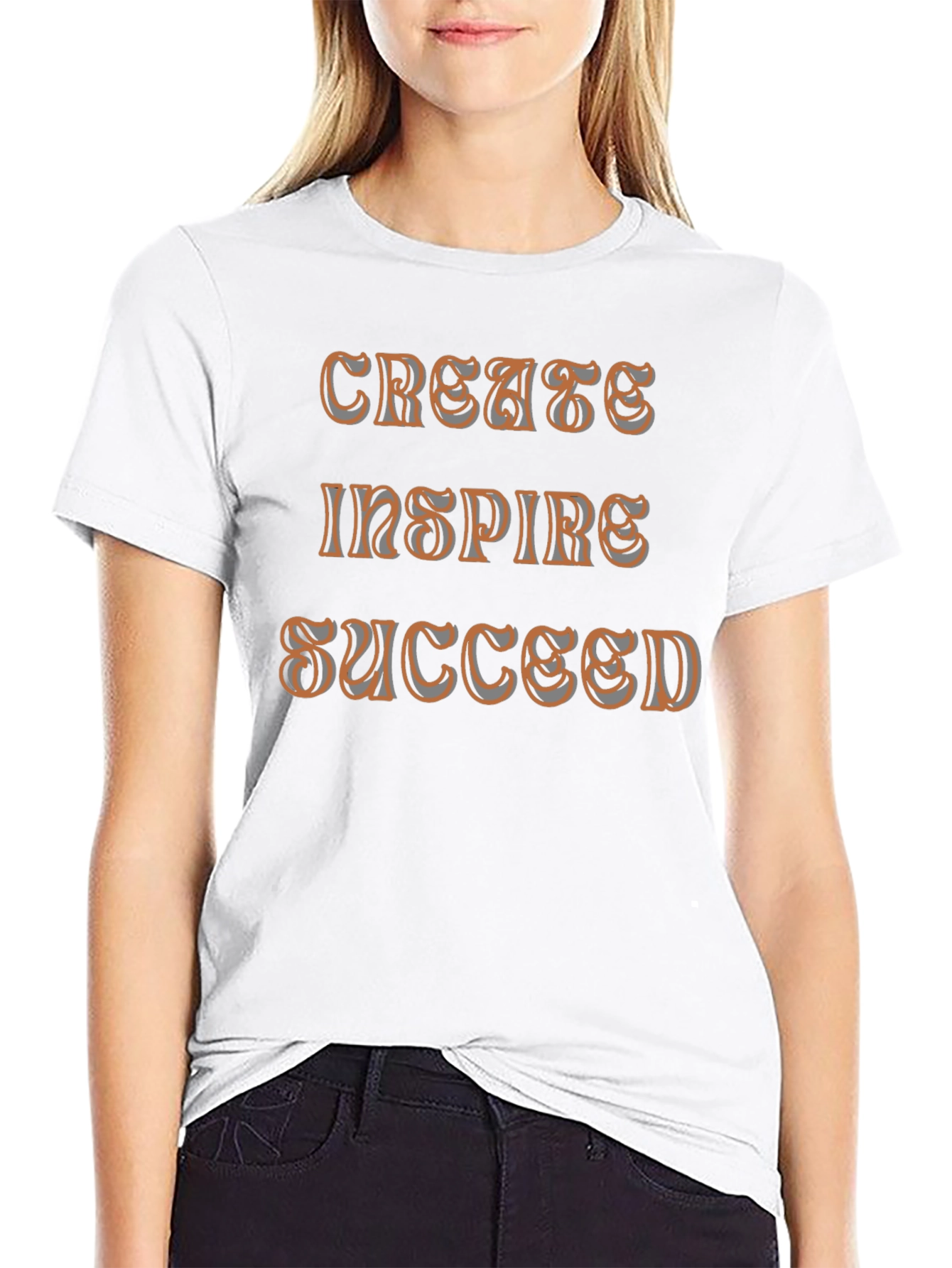 Black Create Inspire Succeed Graphic Tee view 9