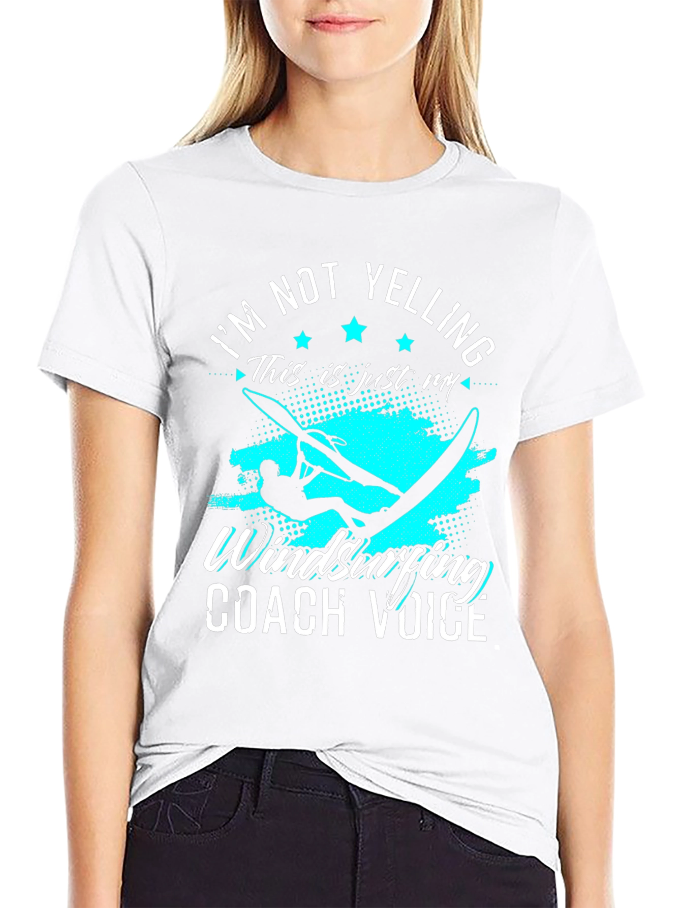 Black I'm Not Yelling Windsurfing Coach Voice Graphic Tee view 9