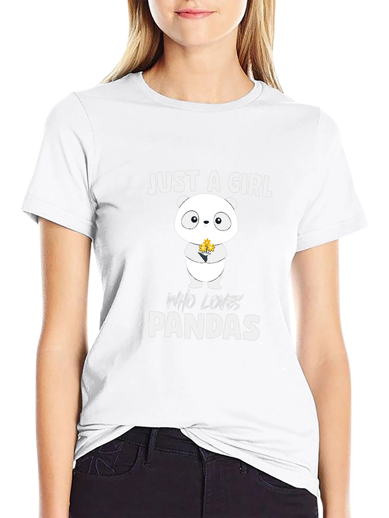 Black Just a Girl Who Loves Pandas T-Shirt view 9