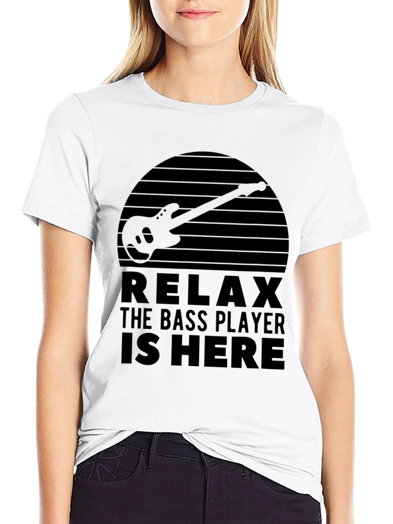 Black Relax The Bass Player is Here Graphic T-Shirt view 9