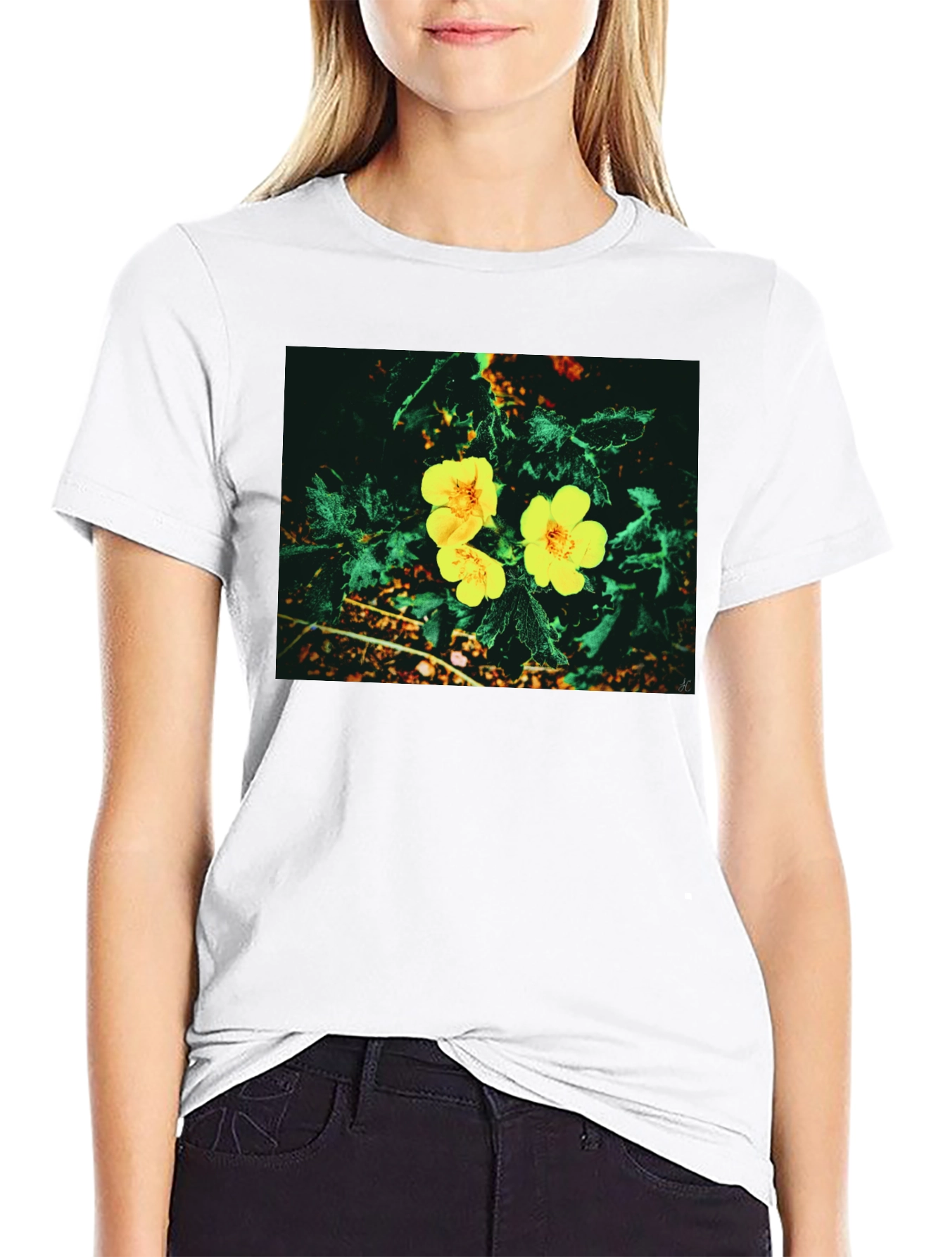 Black Floral Print T-Shirt view 9