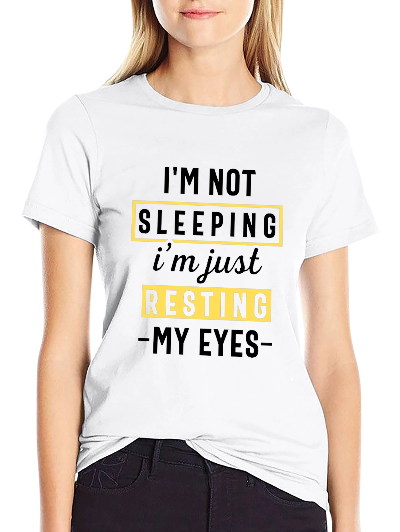 Black I'm Not Sleeping T-Shirt - Funny Resting Eyes Tee view 9