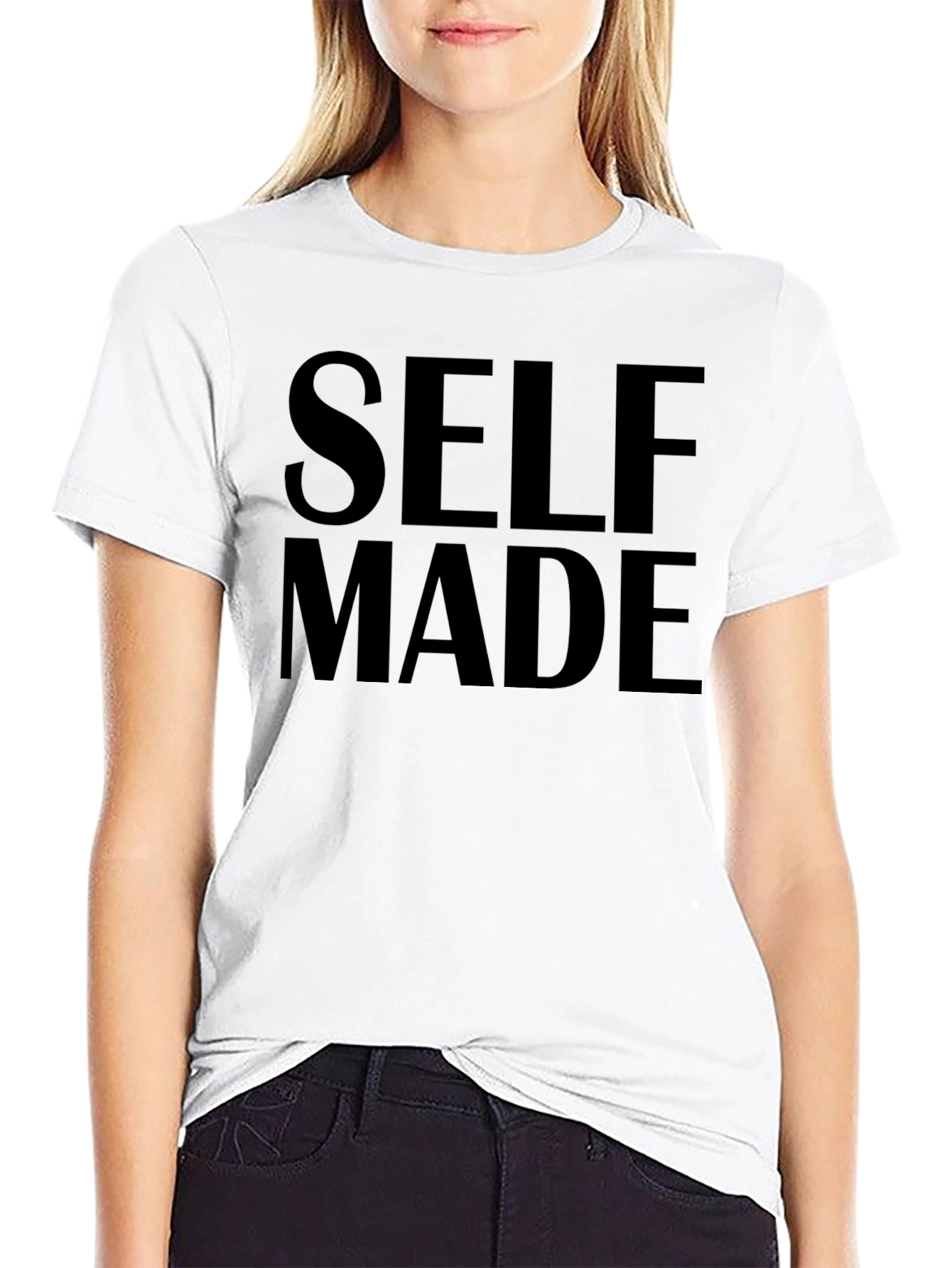 Black Self Made Graphic Print T-Shirt - Crew Neck Tee view 9