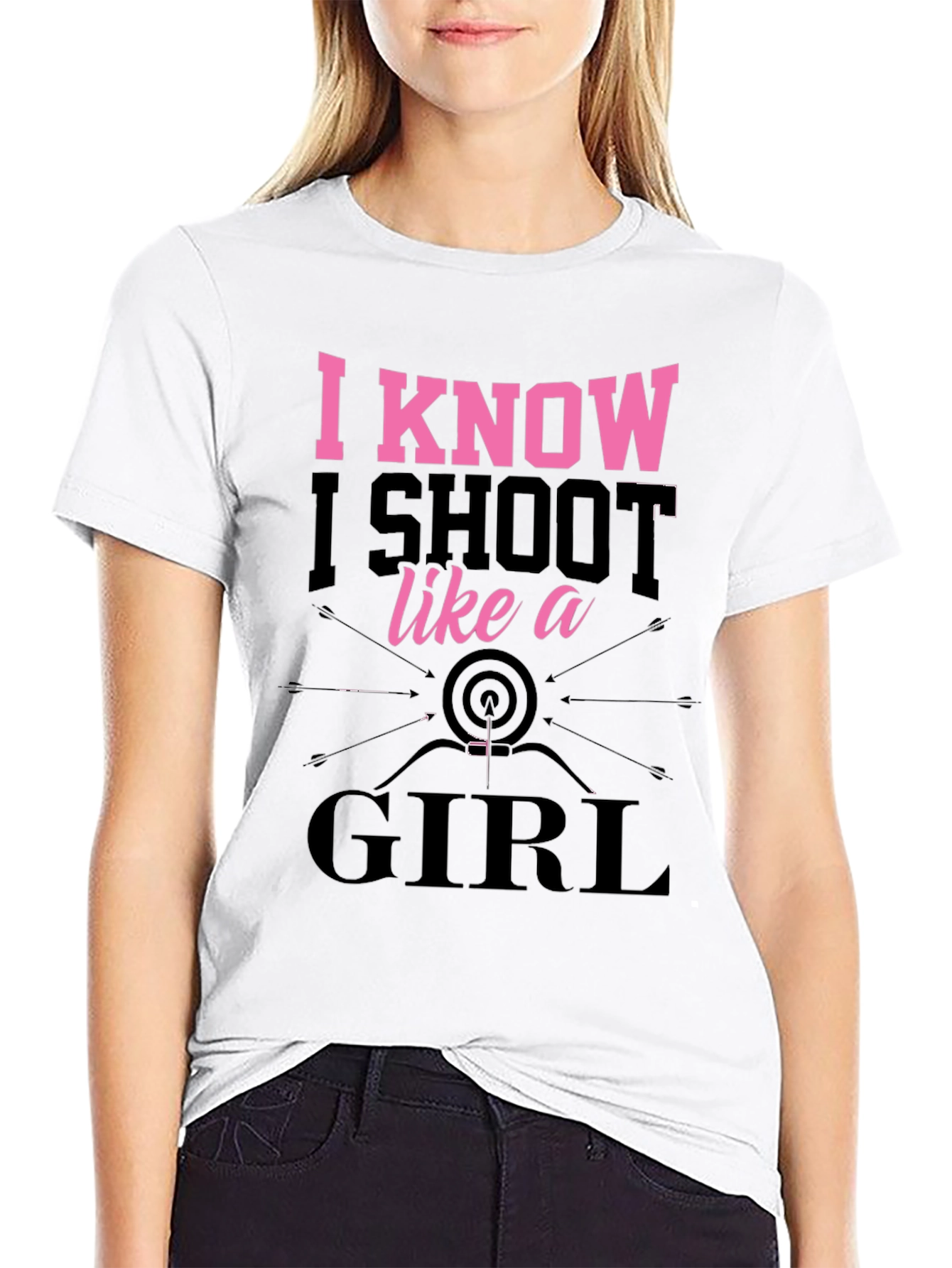 Black I Know I Shoot Like a Girl T-Shirt view 9
