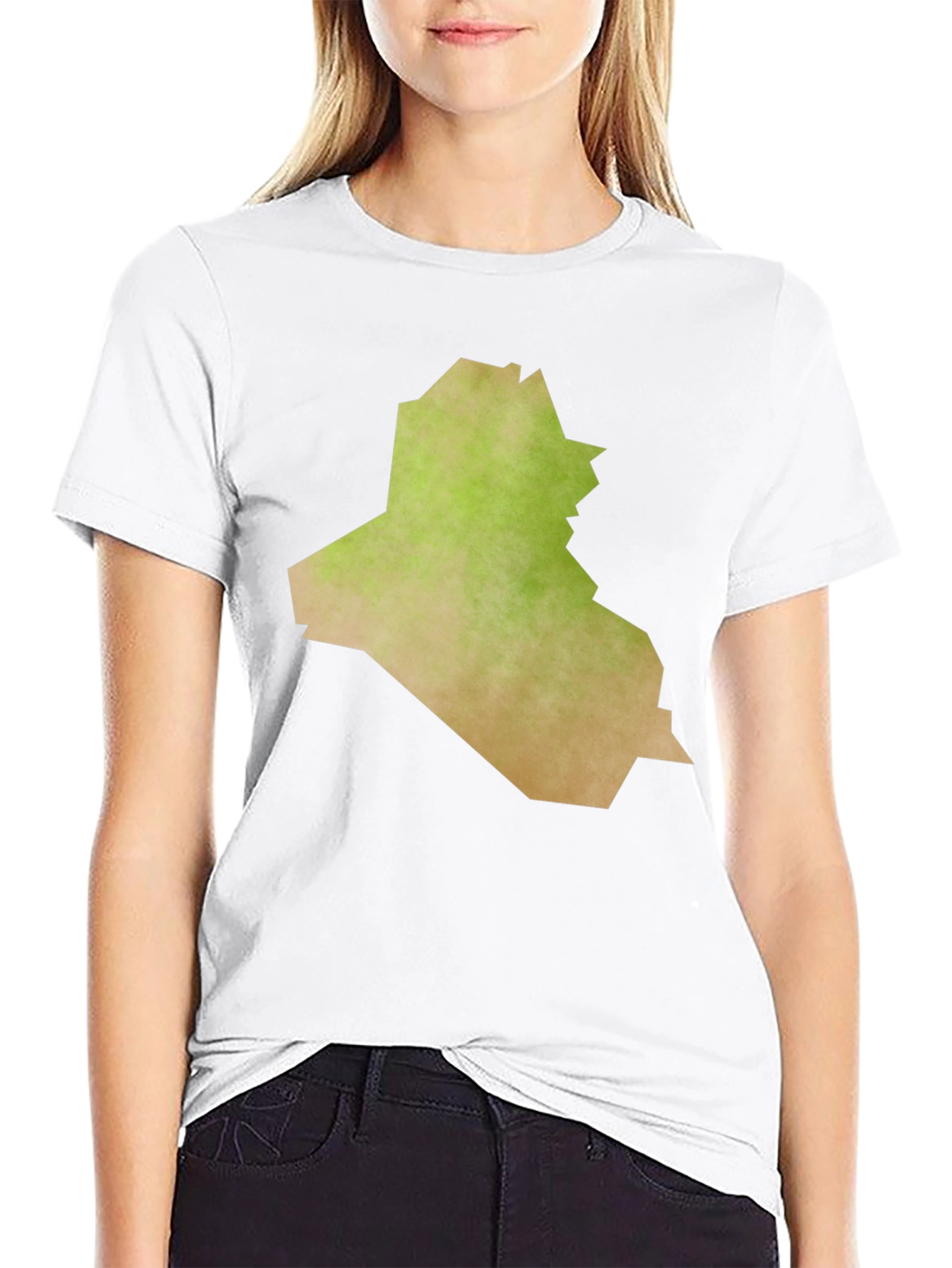 Black Iraq Map Graphic Tee - Black Casual T-Shirt view 9