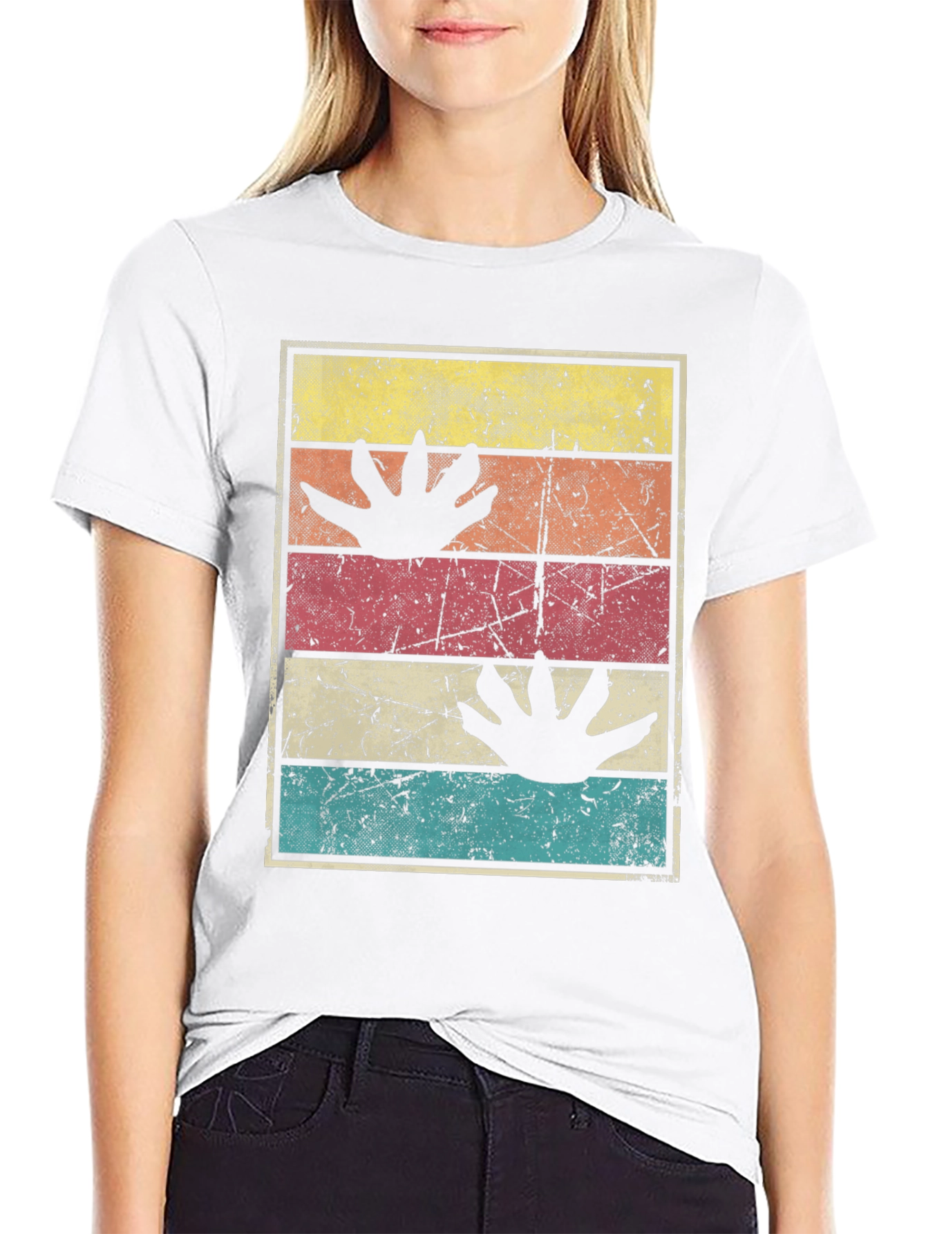 Retro Dinosaur Paw Print T-Shirt - 9
