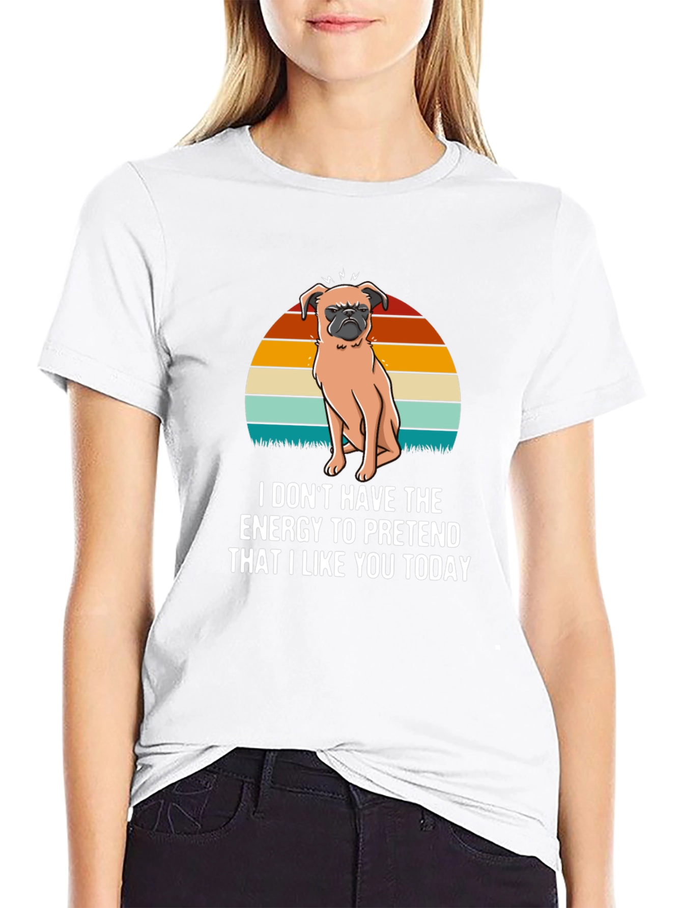 Black Funny Pug T-Shirt - "I Don't Have The Energy" view 9
