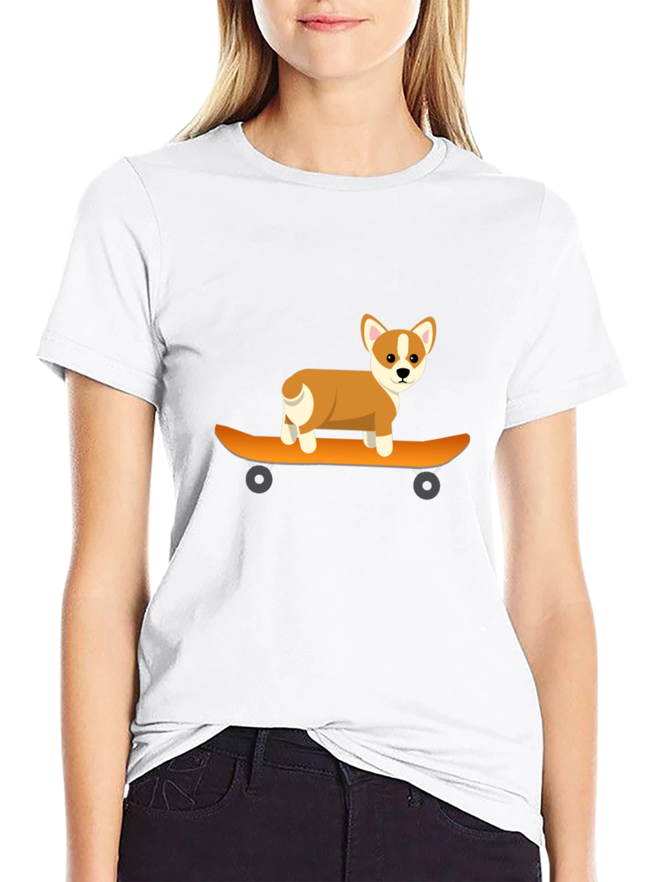 Black Corgi Skateboarder Tee - Cool Graphic T-Shirt view 9