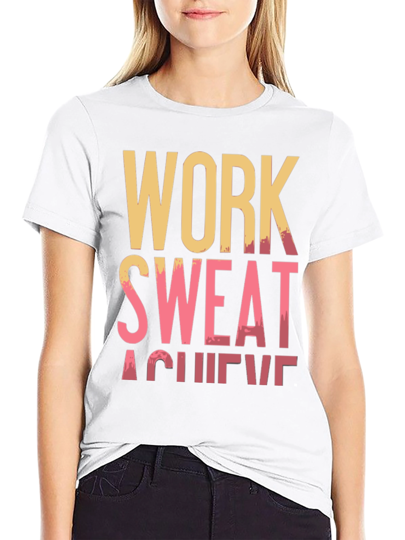 Work Sweat Achieve Black Graphic Tee - 9