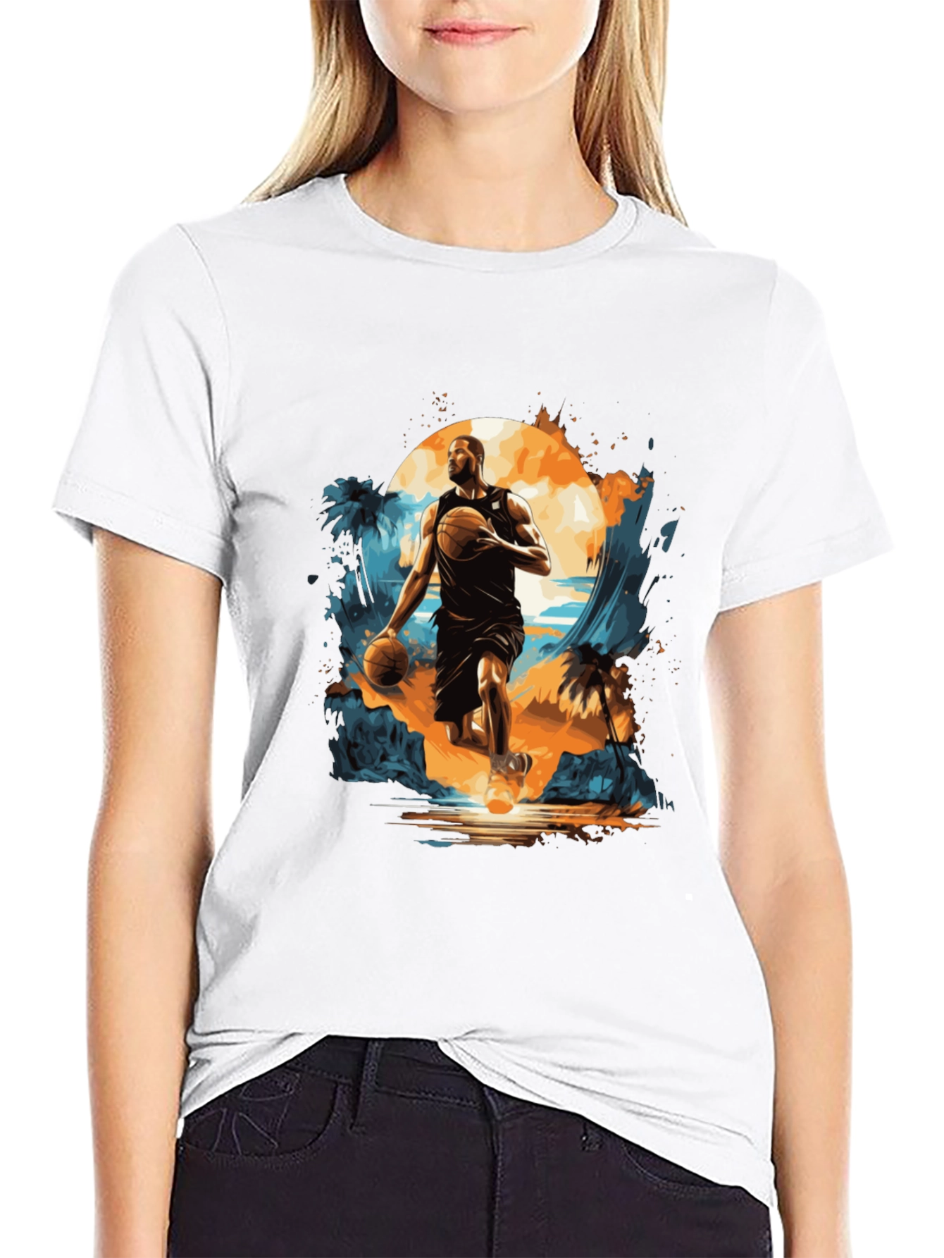 Black Basketball Island T-Shirt view 9