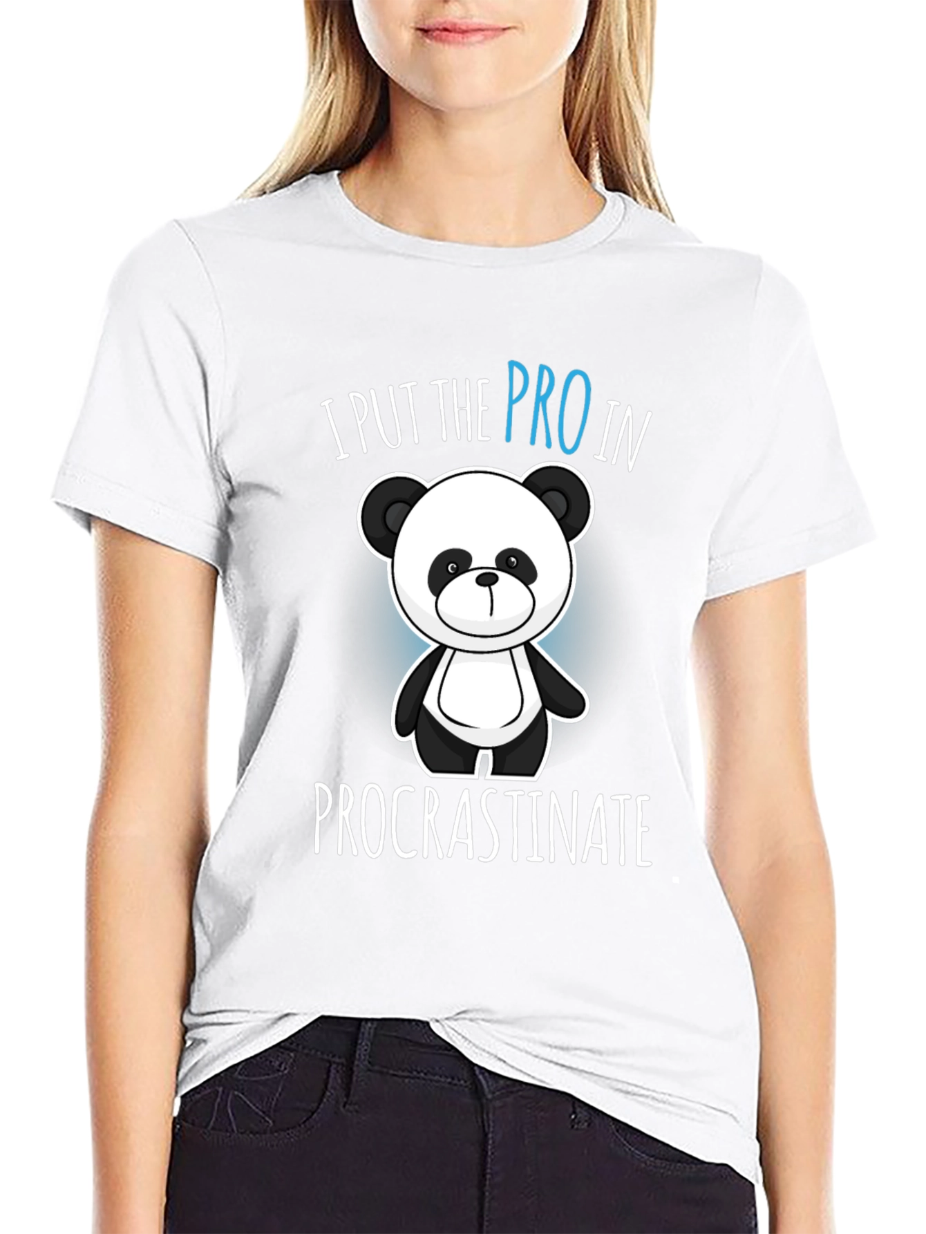 Black Funny Procrastination Panda Graphic Tee - Black view 9