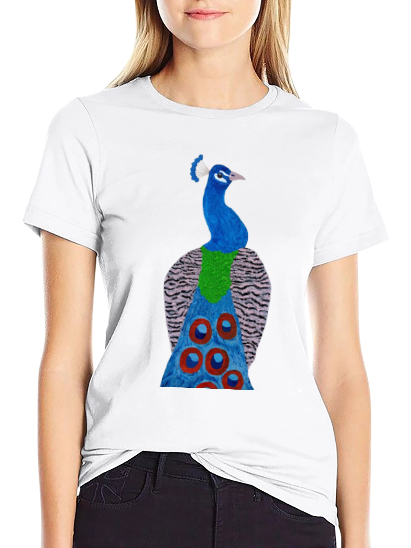 Black Peacock Graphic Tee - Black Cotton Blend view 9
