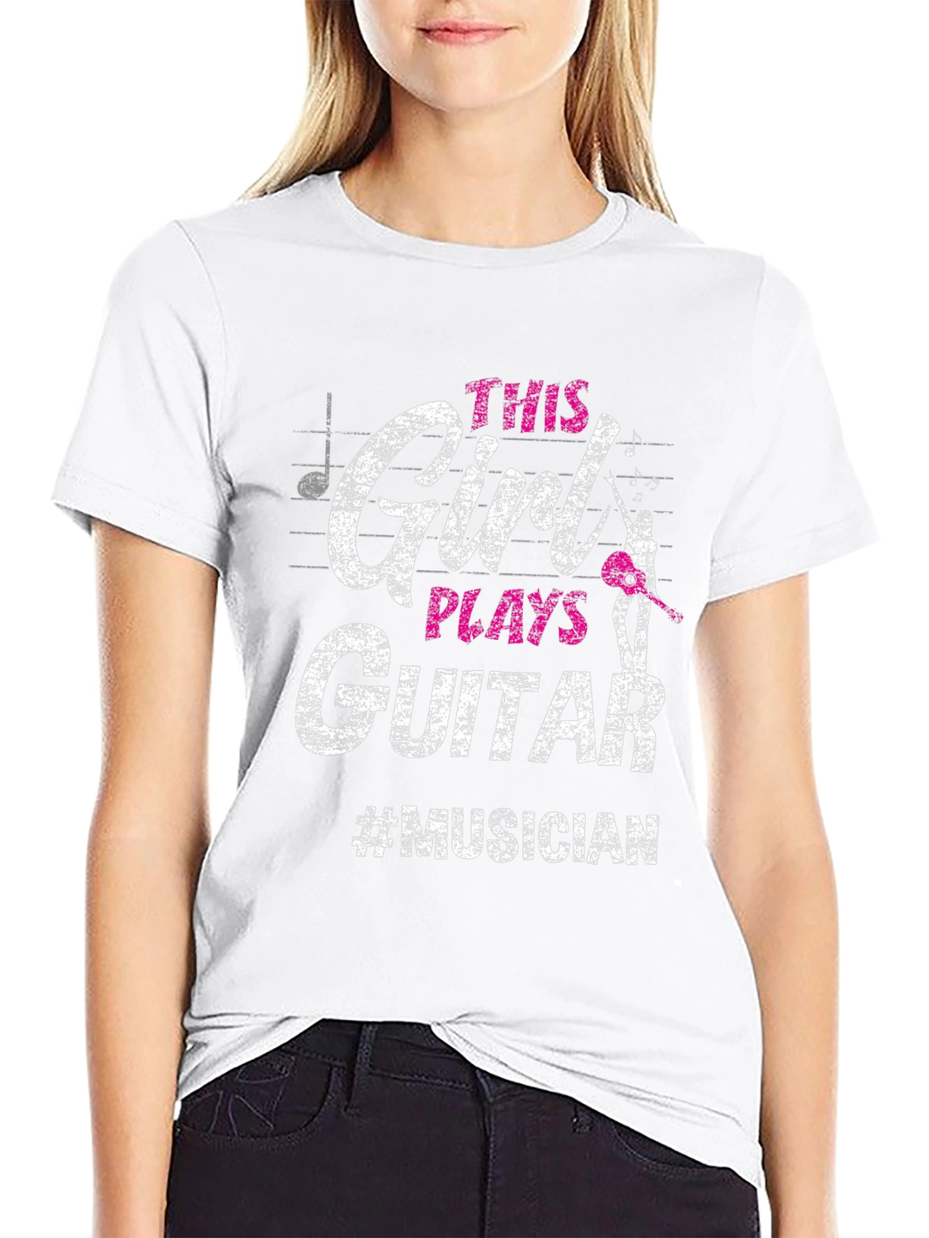 Black This Girl Plays Guitar T-Shirt - Musician Tee view 9
