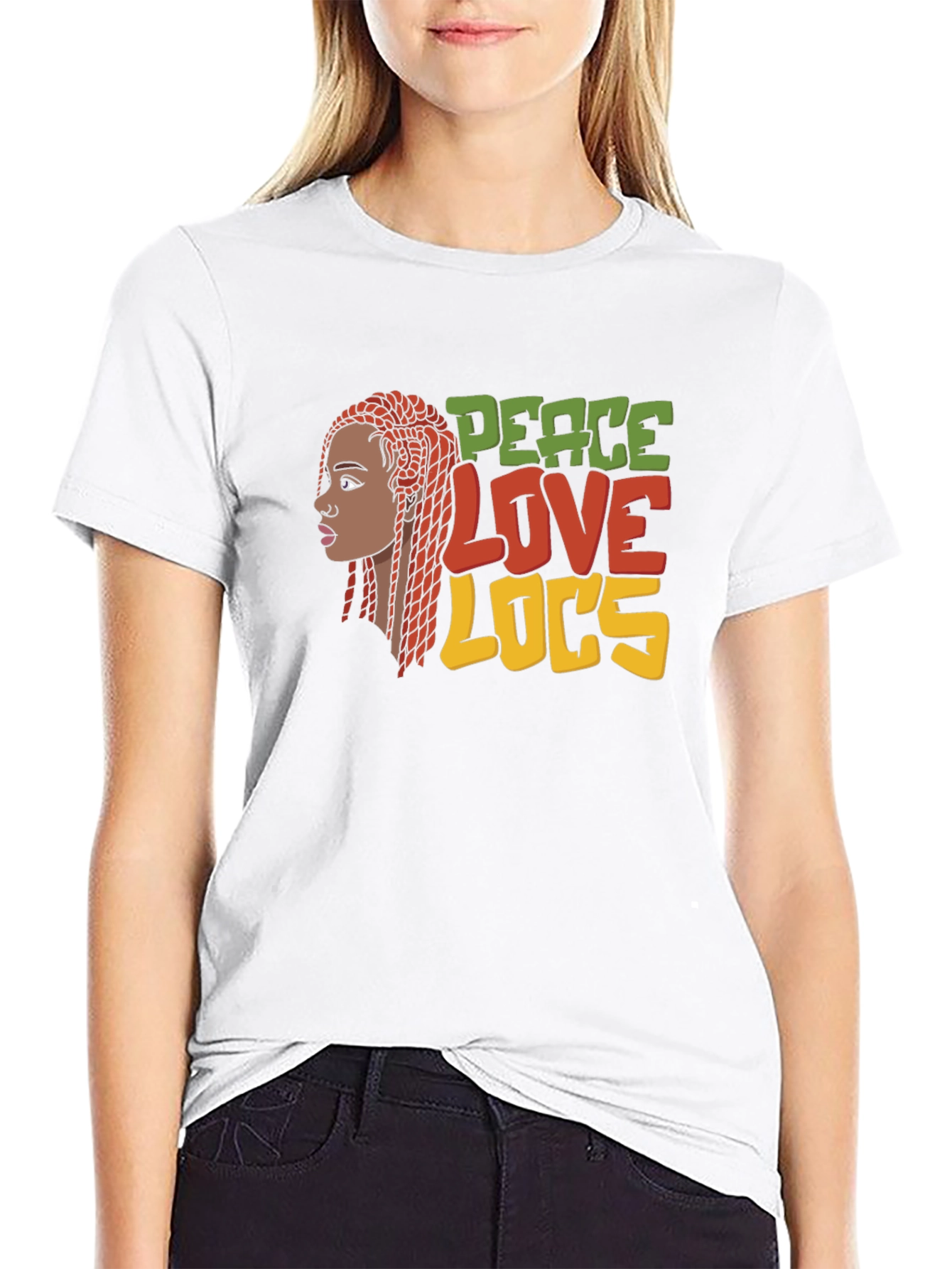 Black Peace Love Locs T-Shirt - Black Graphic Tee view 9