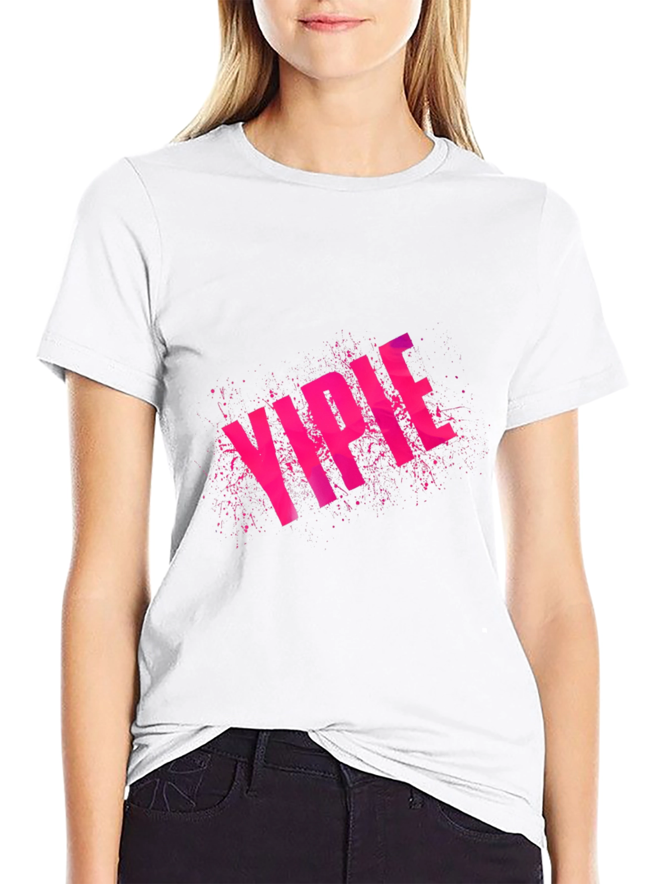 Black YIPEE Graphic Tee - Funky Pink Design view 9