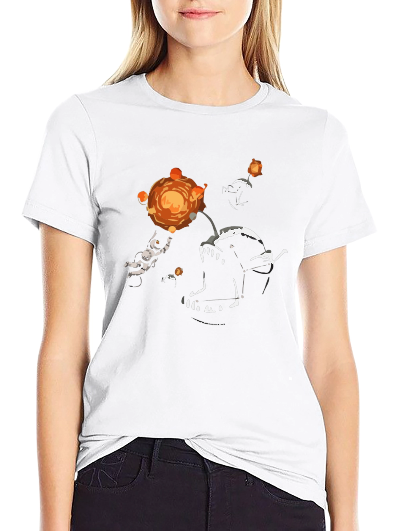 Black Astronaut & Anglerfish Graphic T-Shirt - Black view 9