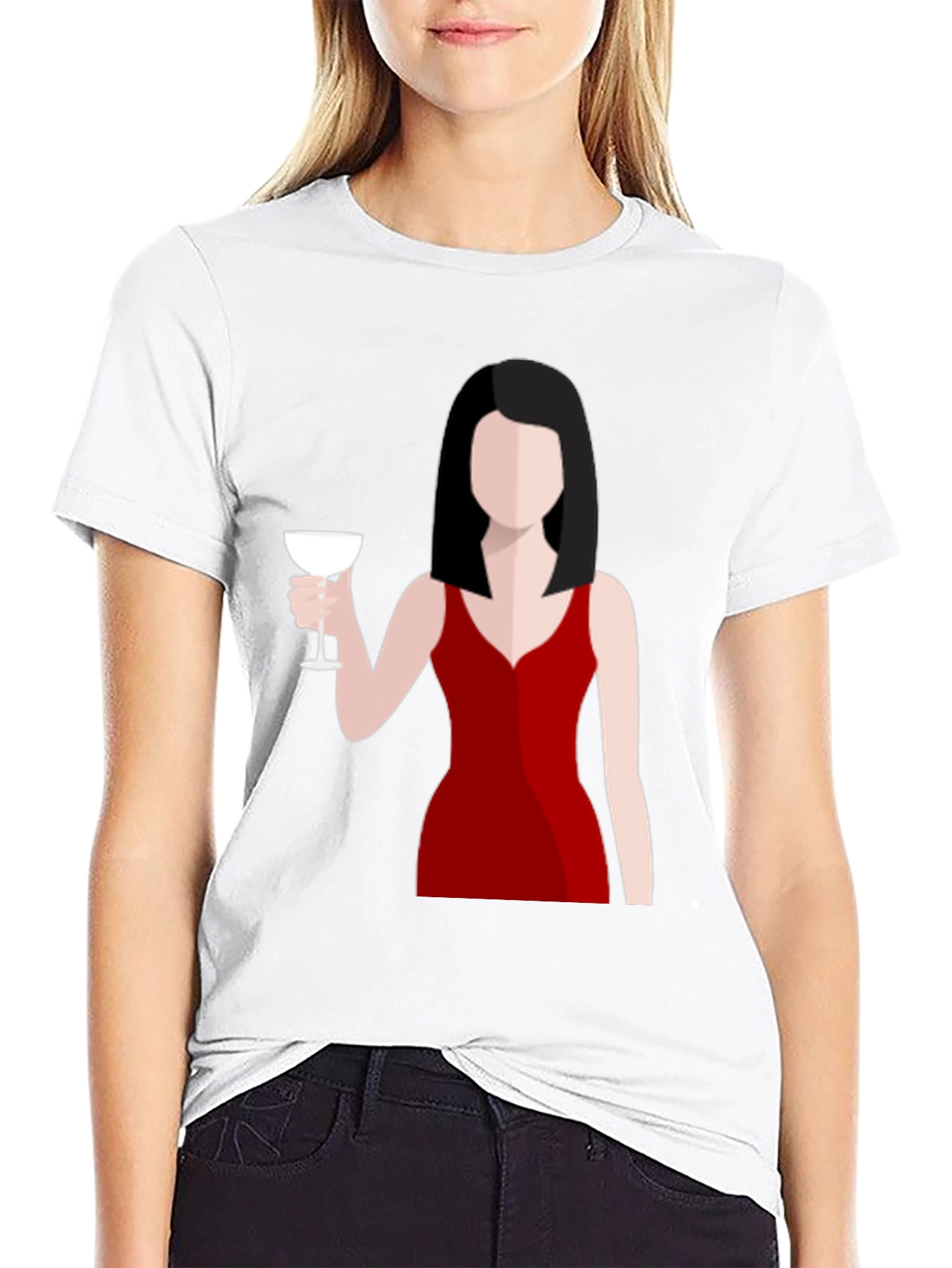 Black Lady in Red T-Shirt - Minimalist Design view 9