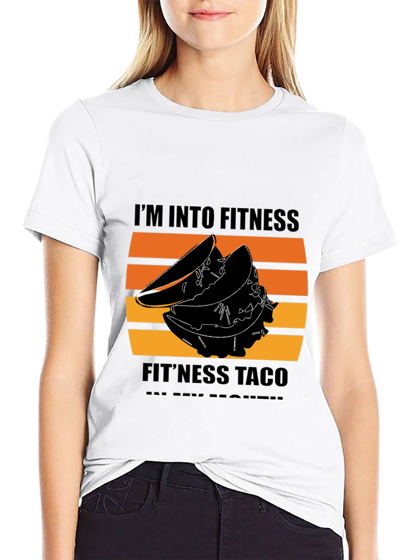 Black Fitness Taco Black Graphic Tee view 9