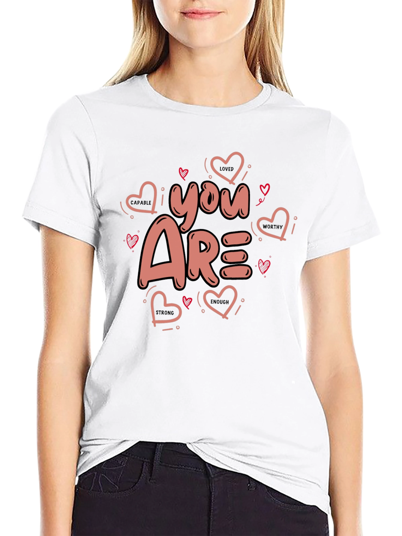 Black You Are Loved Valentines Black Graphic Tee view 9