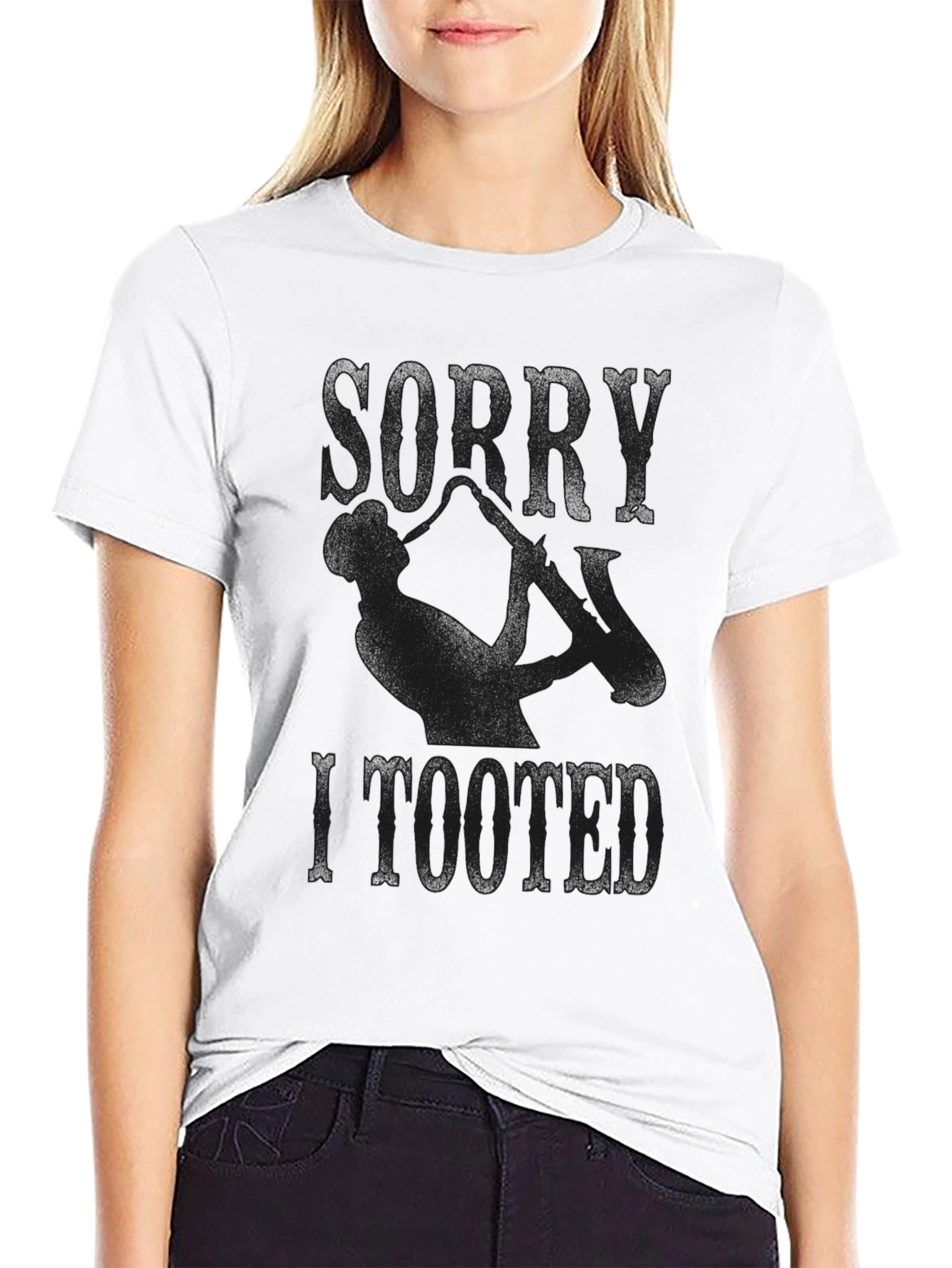 Black Funny "Sorry I Tooted" Graphic Black T-Shirt view 9