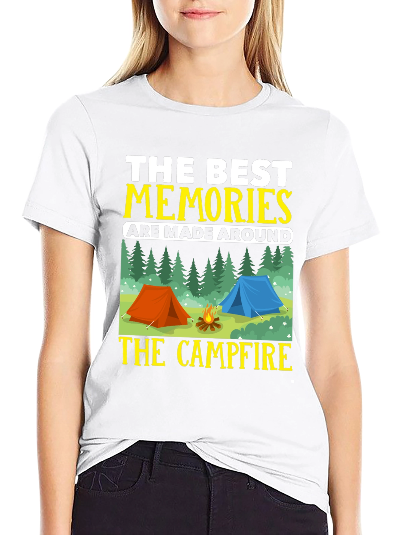 Black Camping Memories T-Shirt - Campfire Design view 9