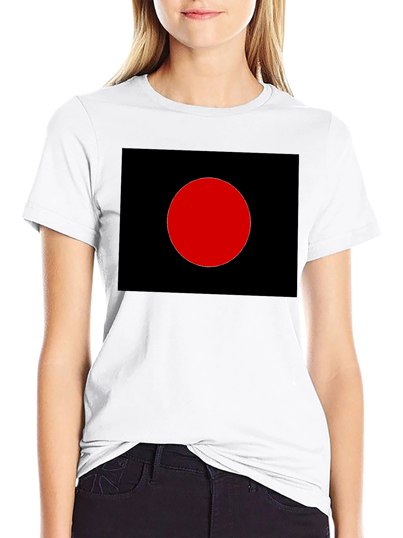 Black Minimalist Black T-Shirt - Red Circle Graphic view 9