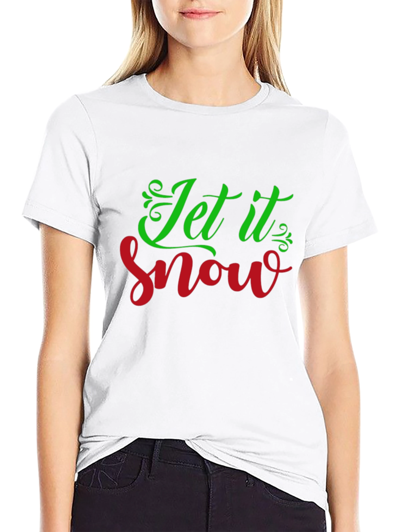Black Let it Snow Graphic Tee - Christmas Holiday Shirt view 9