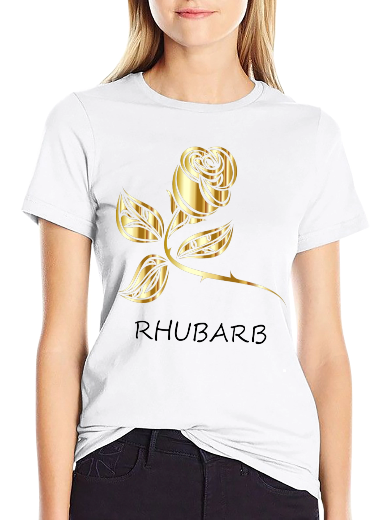 Black Rhubarb Rose Graphic Tee - Black T-Shirt view 9