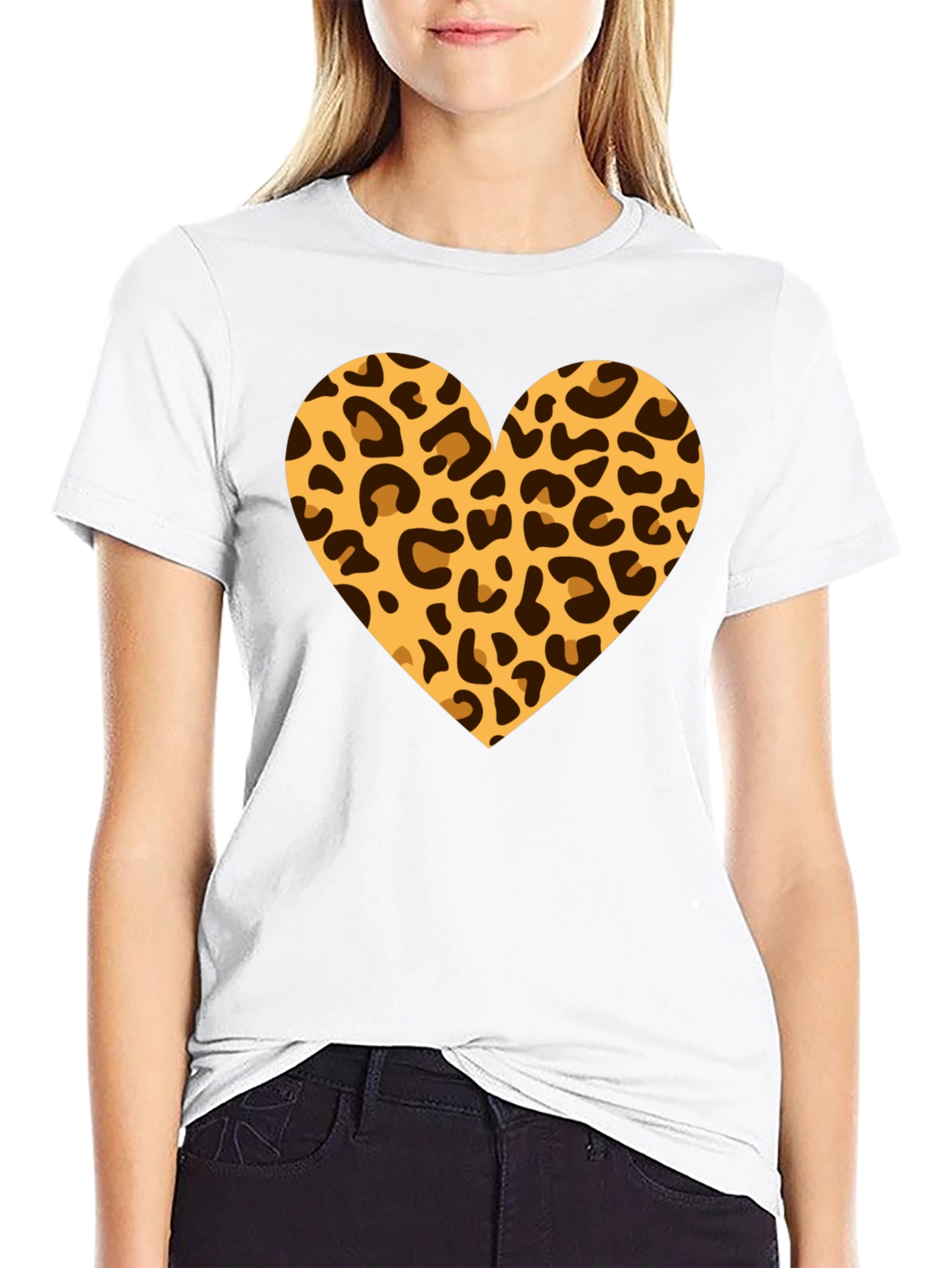 Black Leopard Heart Black T-Shirt view 9