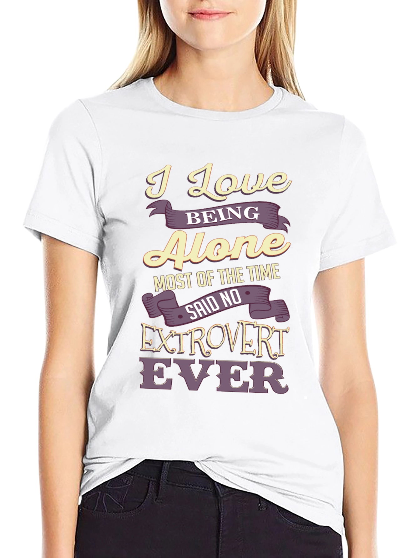 Black Introvert T-Shirt: I Love Being Alone - Funny Graphic Tee view 9