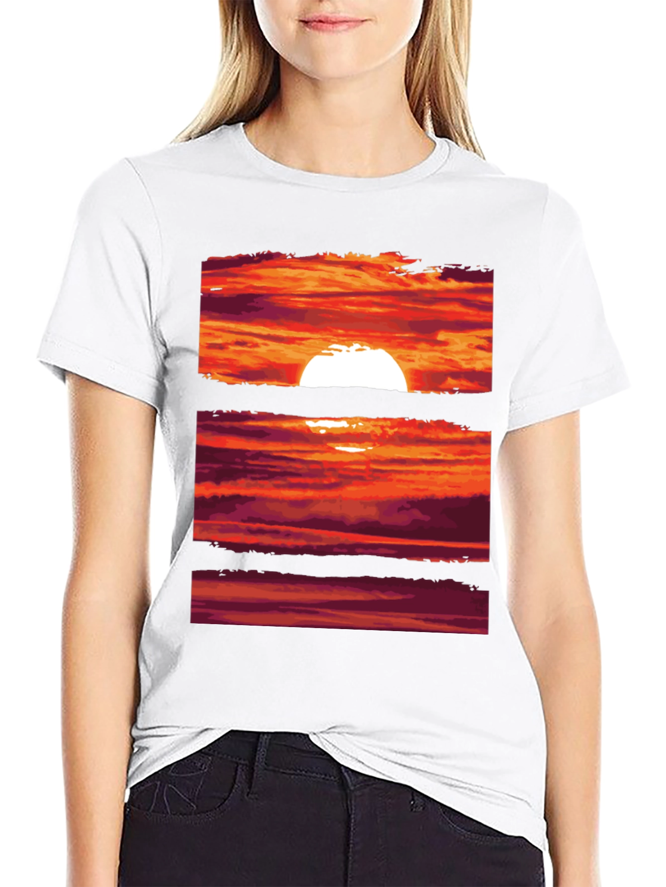 Black Sunset Graphic Tee | Black Crew Neck T-Shirt view 9