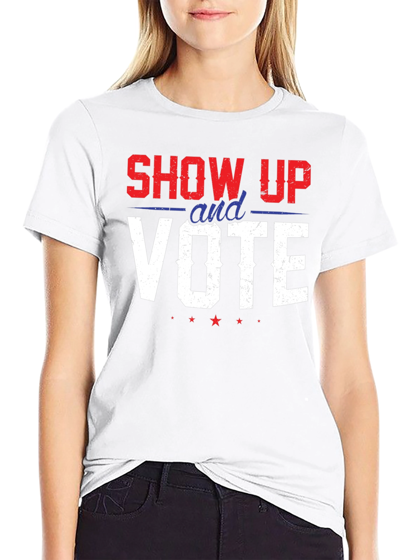 Black Show Up And Vote Graphic Tee - Patriotic T-Shirt view 9