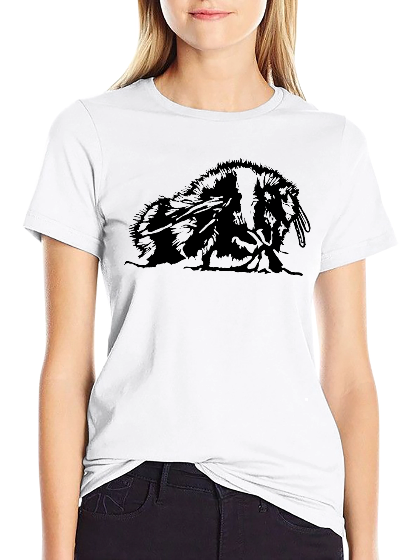 Black Black Graphic Tee - Unique Animal Design view 9