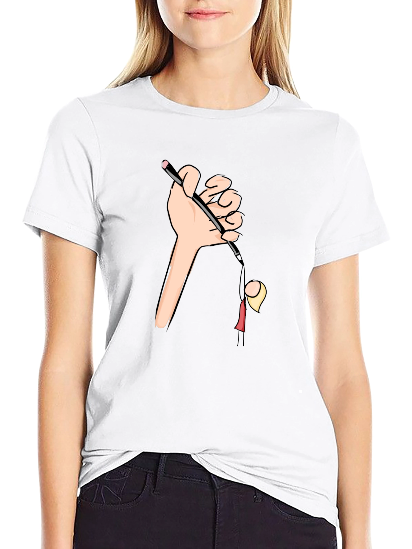 Drawn to You Graphic Tee - Hand Holding Cartoon - 9