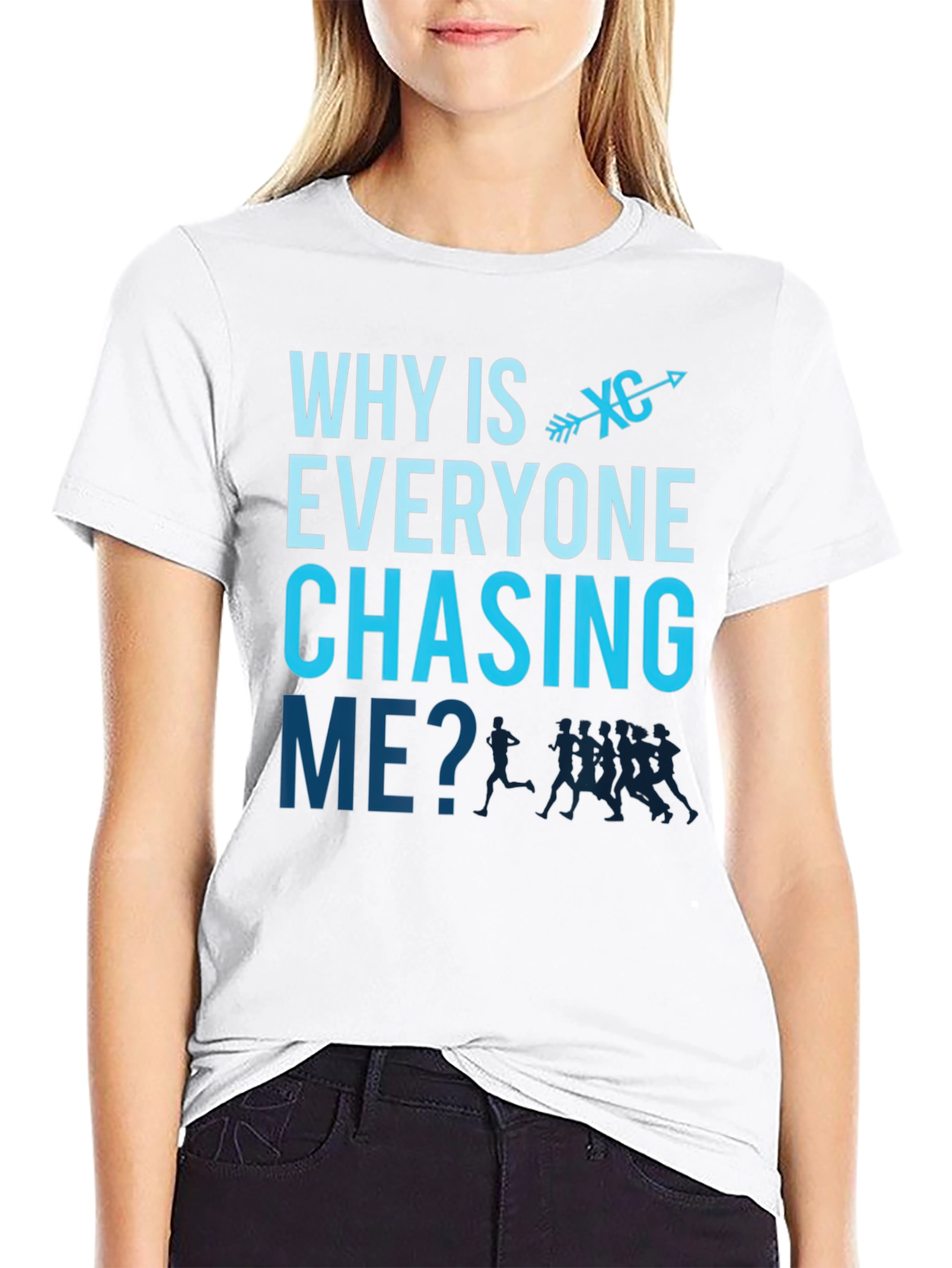 Black Cross Country Runner T-Shirt - Why Is Everyone Chasing Me? view 9